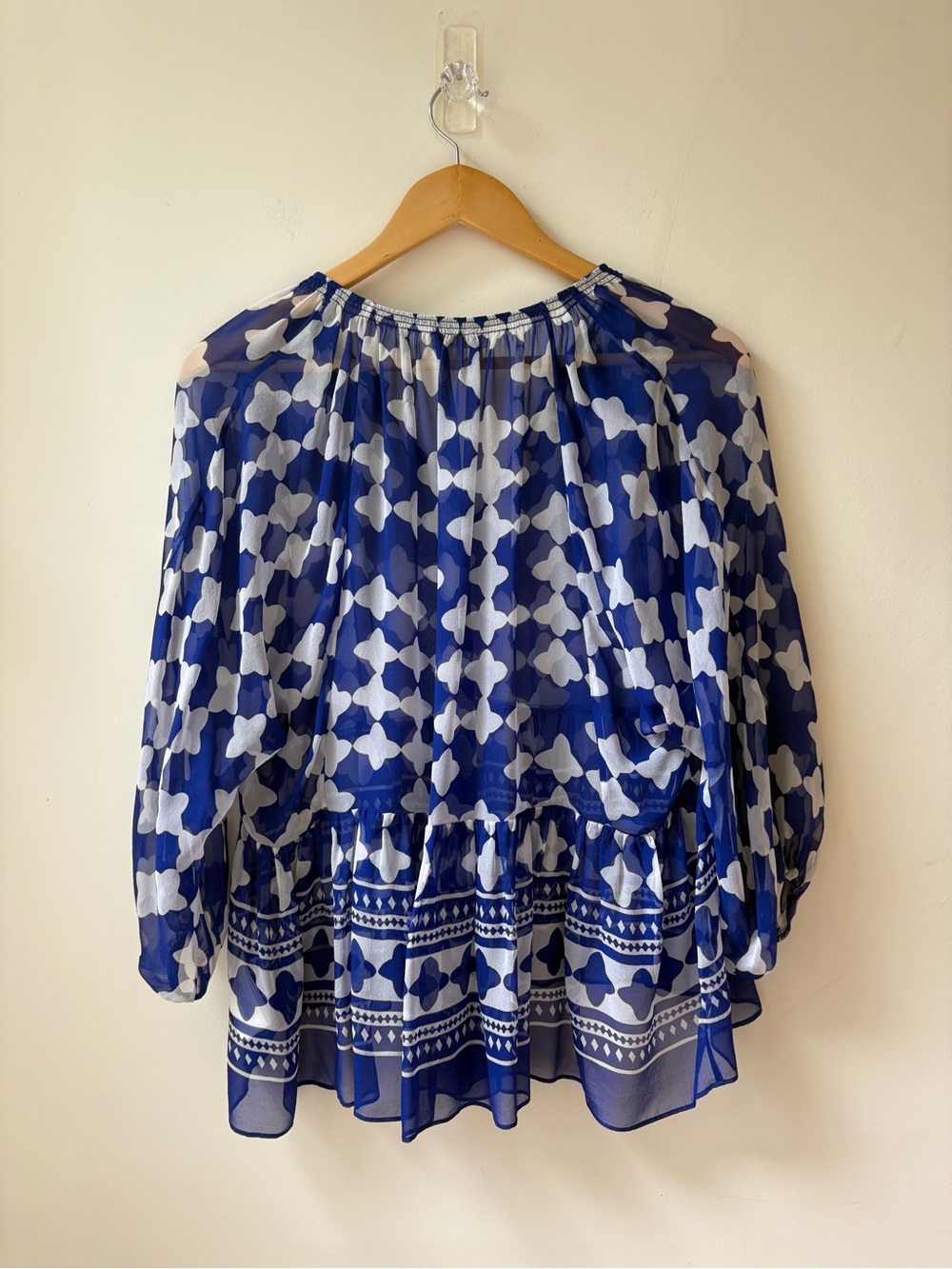 kate spade Sheer Silk Printed Peplum Blouse - Picture 3 of 14